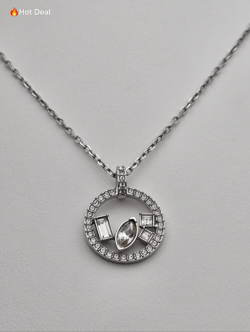 Swarovski Henrietta Crystal Pendant Necklace Rhodium Clear Crystal